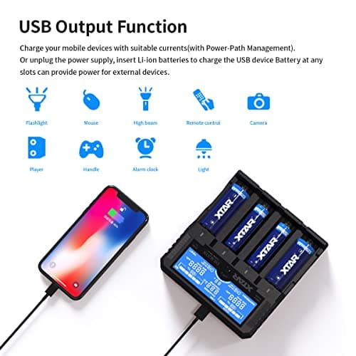 Rechargeable Battery Charger,XTAR Dragon VP4L PLUS 18650 charger for 3.6v 3.7v Li-ion/1.2V AA AAA Ni-MH batteries & 11.1v 3S battery packs, Professional 21700 charger Check Your Battery's Health — view 4