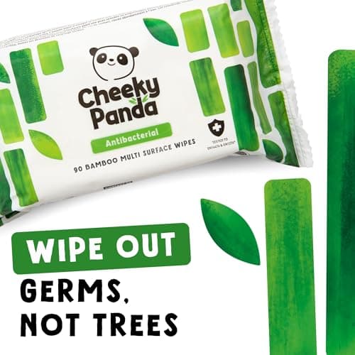 Cheeky Panda Antibacterial Wipes – 90 Bamboo Cleaning Cloths for Kitchen & Home, Kills 99.99% of Bacteria, PFAS Tested, Vegan & Cruelty Free — view 3