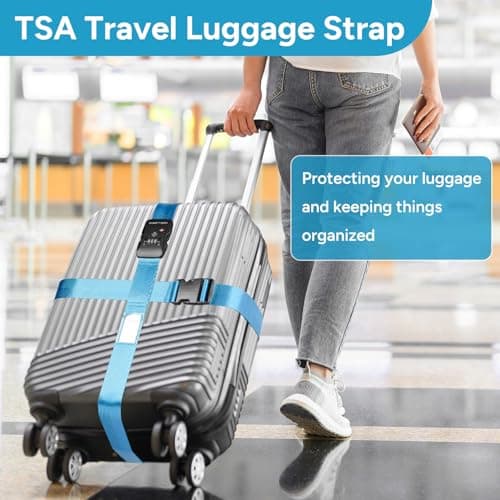 travel inspira TSA Approved Luggage Straps, Cross Suitcase Straps (Blue) — view 5