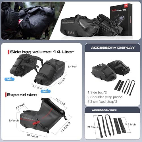 Rhinowalk Motorcycle Saddle Bag Waterproof 18L (9L*2) Motor Saddlebags Side Bags Pannier Bag Trunk Motorcycle Accessory — view 2