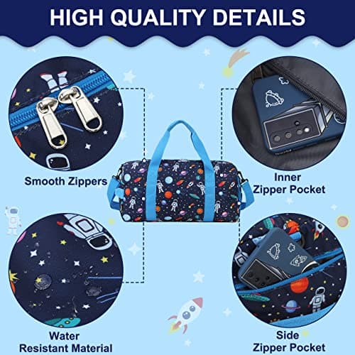 Kids Travel Duffel Bag Boy,19L Sport Bag with Wet-Dry Shoe Pocket,Space — view 3