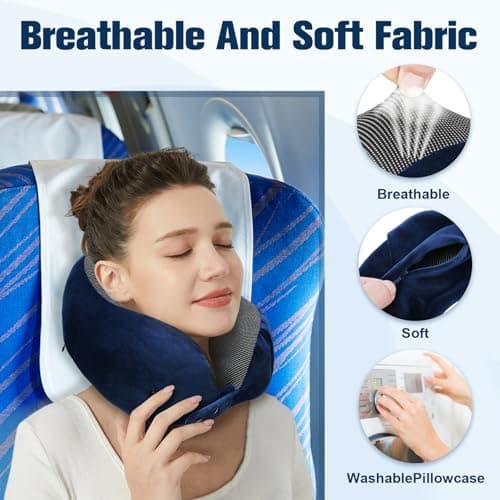 Cirorld Travel Pillow for Airplane, Neck Pillow for Travel, Memory Foam Travel Neck Pillow for Adults, Adjustable & Compact Flight Pillow, Ergonomic Neck Cushion, With Ear Plugs, Eye Mask, Carry Bag — view 6
