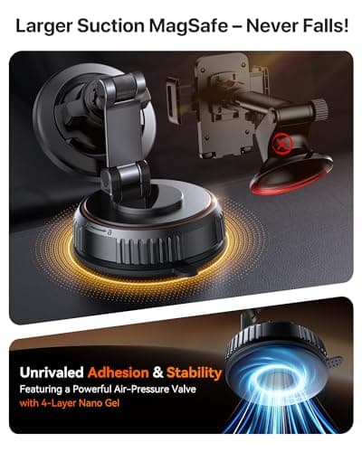 Miracase for MagSafe Car Mount [3600gf Strong Magnet & 89+LBS Suction Base] Magnetic Phone Holder for Cars, 360° Rotatable Dashboard & Windscreen Phone Holder with Adhesive Suction Cup for iPhone17-12 — view 2