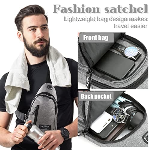 Yafe Small Shoulder Backpack, Lightweight Nylon Rucksack Bag, Grey — view 4