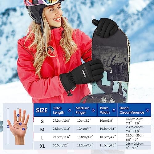 ATERCEL Waterproof Ski Gloves - 3M Thinsulate Warmth, Touchscreen — view 6