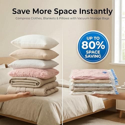 DrySmart Vacuum Storage Bags with Hand Pump, Combo Pack of 12(3 of Each Size) Compression Storage Pack with Zip Seal, Space Saver Vacuum Pack Bags for Clothes, Bedding, Blankets, Travel & Home — view 4