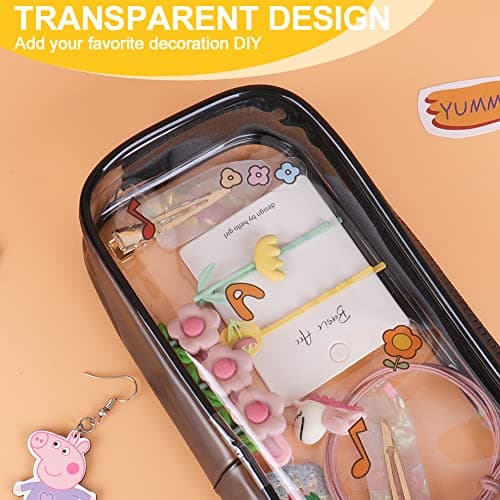 Clear Pencil Case, Travel Toiletry Bags Clear Exam Pencil Case Transparent Makeup Bag Waterproof PVC Zippered Comestic Storage Pouch Ideal for Stationery, Toiletries, Travel & Office Supplies (2 pcs) — view 2
