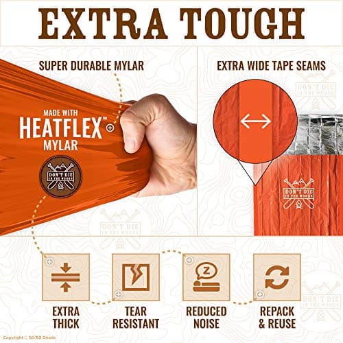 Don’t Die in The Woods - World’s Toughest Survival Bivy [with Hood Extension] Extra-Thick Emergency Sleeping Bag with Ripstop Nylon Stuff Sack - Built with Space Blanket Thermal Mylar — view 4