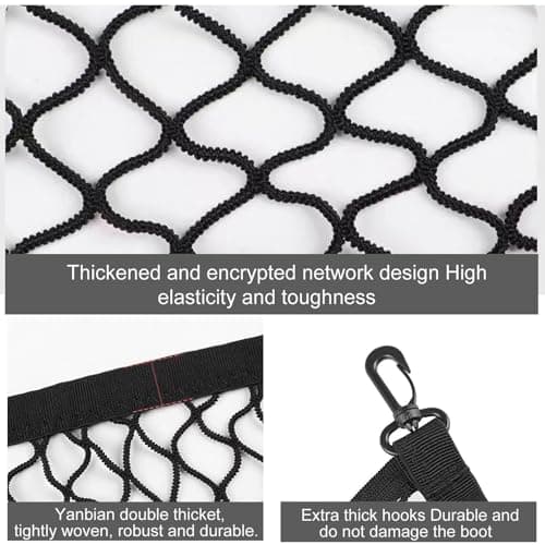 Cargo Net, 110*60 Nylon Cargo Net for van, Adjustable Elastic Car Boot Net — view 3