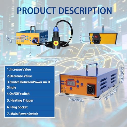 COAKUE 1380W PDR Induction Heater Machine Kit Body Repair Dent Remover Tool for Car,Magnetic Dent Removal, with Suitcase & Anti-Slip Feet,for Auto Repair Shop — view 6