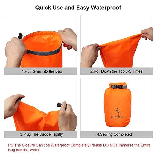 ioutdoor Boat Dry Bags 2L/5L/10L/20L/40L/70L Waterproof Dry Sack(Orange 5L) — view 5