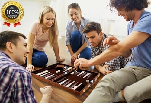 YZNlife Backgammon Set 2 players Classic Backgammon Board Game with Premium Leather Case,Portable and backgammon travel sets for Adults and Kids (11,Inch) — view 6