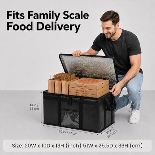 NZ home PRO Large Insulated Food Delivery Bag (2XL, Black, 1 Pack) — view 3