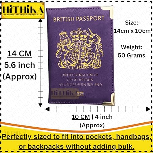 HITHIKA British Passport Holder | UK Passport Wallet | Non EU | PU Leather (Purple) — view 2