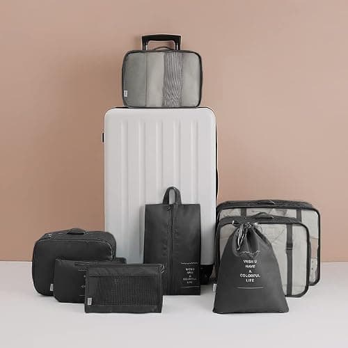 Bansga Packing Cubes for Suitcase 8 Sizes Suitcase Organizer Bags 8 pcs（Black） — view 4