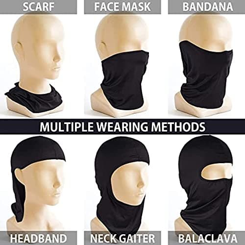 UK-UNIQUE Breathable Lightweight Balaclava Ski Face Mask, Motorcycle Cycling Neck Warmer for Helmet, UV Protector Scarf Unisex Men/Women/Kids/Boys/Girls (Black, 1) — view 3