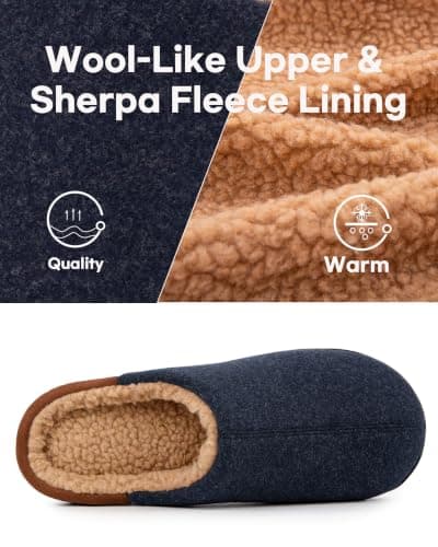 LongBay Men Slippers Cosy Memory Foam Warm Slip On House Shoe Gift Blue, 9 — view 6