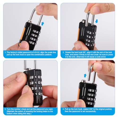 4Pcs Suitcase Locks, Stylish Padlocks with Code, Rustproof Luggage Locks for Suitcases, 4-Digit Small Padlock, Suitcase Padlocks, Waterproof Solid Combination Lock for Travel Suitcase Gym Locker — view 3