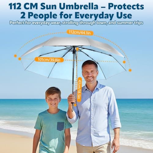 ZOMAKE UV Umbrella for Sun Protection UPF 50+ (46 Inch,Silver/Light Blue) — view 3