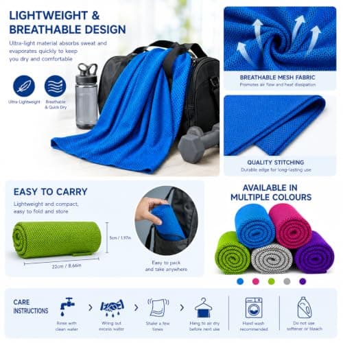 Yrafiostye 5 Pack Cooling Towel Sweat, (40"x12") Quick-Drying Neck Cooling Wraps, Soft & Breathable Chilly Sports Towel Yoga, Sport, Running — view 4