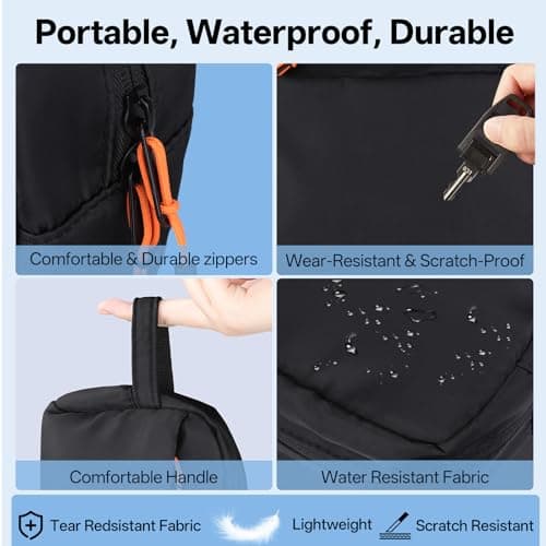 Teskyer Cable Organizer Bag - Portable, Waterproof, Large Capacity, Travel Organiser, Travel Accessories, 23 x 14 x 7 cm, Black — view 3