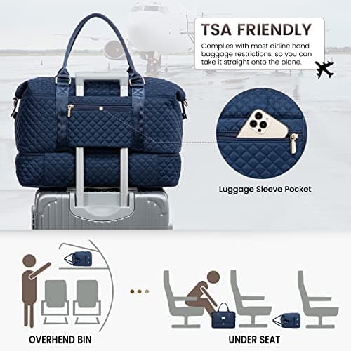 LOVEVOOK Travel Gym Holdall with Wash Bag - Weekend Overnight Duffel with Shoe Compartment - Waterproof Large Cabin Hand Luggage for Ryanair EasyJet Hospital Vacation — view 4