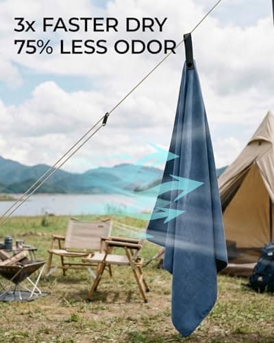 Chakipee Quick Dry Microfibre Towels Travel & Camping Microfiber Towel. Fast Drying, Super Absorbent & Ultra Compact for Travel, gym, sports, camping, Beach & hiking, 1 Pack, 180 x 100cm, Navy Blue — view 5