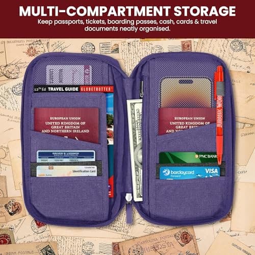 Vinsani Passport Holder Travel Wallet, RFID Blocking Document Organiser — view 4