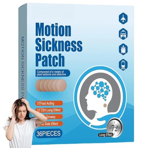 Motion Sickness Patches - 36 PCS Travel Sickness Patches, Fast-Acting Nausea Improve for Car, Cruise, Airplane Trips