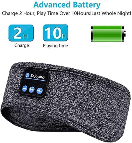 ePalZoneXP Sleeping Headphone, Overhead Headband, Eye Mask Headphones, 2026 Bluetooth 5.4 Wireless, Stereo Earphone, Music Headband for Side Sleepers Sports Headphone Outdoor UK (Grey) — view 4