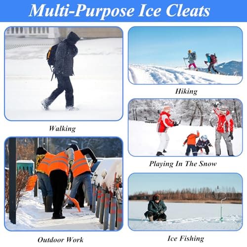 HONYAO Crampons, Ice Cleats for Shoes and Boots, Snow Grips for Men Women, Silicone Stainless Steel Ice Grips for Winter Walking Hiking Outdoor Fishing, Grippers Shoe Spikes Grips Traction, M — view 6