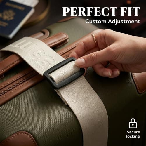 LUGG Luggage Belts for Suitcases 2 Pack – Adjustable Heavy-Duty Strap with Strong POM Buckle, Secure Travel Belt for Suitcase, Briefcase & Travel Bag, Bright Colours for Easy Identification - Stone — view 5