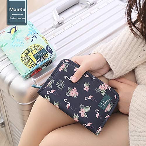 ManKn Family Passport Holder Document Organizer, Waterproof Flamingo Print Travel Wallet Purse Ticket Credit ID Card Cash Pouch Holiday Money Bag for Men Women — view 6