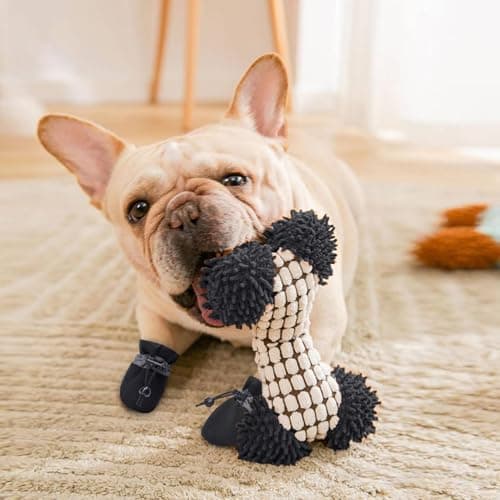 4 Pcs Non-Slip Waterproof Dog Boots | Soft Paw Protectors for Indoor, Outdoor | Small/Medium/Large Sizes (Black, 4) — view 2