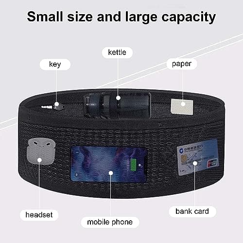 Multifunctional Breathable Knitted Waist Pack, Universal Concealed Key Clip Running Waist Bag, Build & Fitness Hiking Phone Holders, Waist Belt Strap Suitable for Smartphones, Keys, Money (Large) — view 4