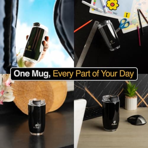 VAELORA Coffee Cup, Vacuum Insulated Stainless Steel Thermal Flask 350ml — view 2