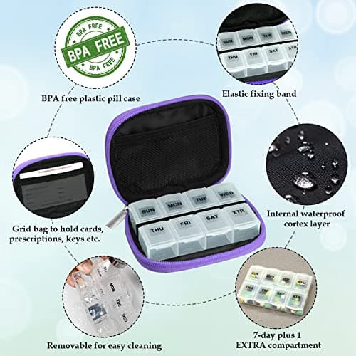 Serfeymi Weekly Pill Box Organiser Travel Tablet Medicine Organiser 7 Day — view 4