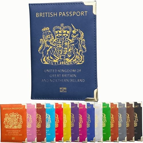 HITHIKA British Passport Holder | UK Passport Wallet | Non EU | PU Leather (Blue)