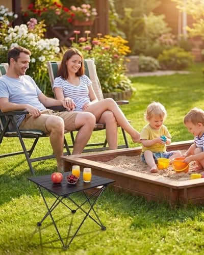 Portable Camping Table, Small Folding Camping Table with Carry Bag, Lightweight Aluminum Foldable Outdoor Table, Compact Picnic Table for Camping, Hiking, Fishing, BBQ, Garden, Patio, Beach, Travel — view 2