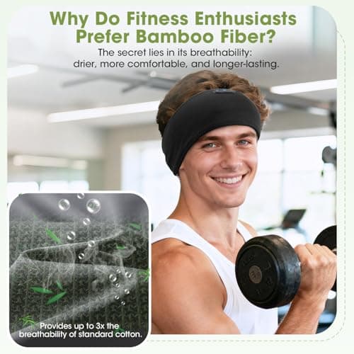 LC-dolida Sleep Headphones Headband Sleeping Headphones, Ultra Soft Bamboo Fibe Bed Headphones with HiFi Speakers Lightweight Sleep Music Headband for Travel/Meditation/Yoga/Audio books — view 2