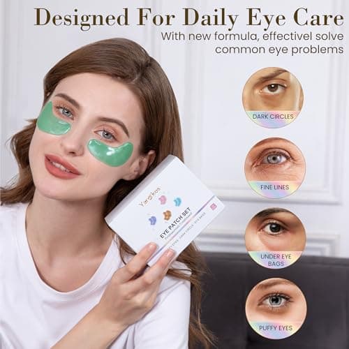 32 Pairs 4 Color Under Eye Patches, Collagen Undereye Pads, Hydrating Eye Masks for Anti Wrinkles Puffy Eyes Dark Circles, Puffiness Eye Bags Gel Pads, Travel Skincare Set, 24K Gold+Blue+Pink+Green — view 3