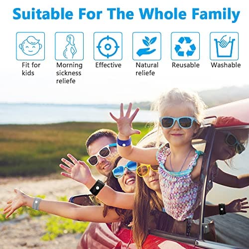 ACWOO Motion Sickness Wristbands, 4 Pairs Natural Sickness Bands for Kids & Adults, Anti-Nausea Wristbands for Car Sea Sickness, Relief Wristbans for Sea Flying Travel — view 6