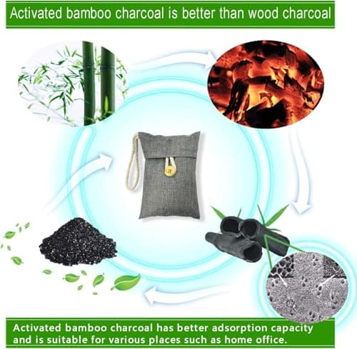 Air Purifying Bag Activated Car Air Freshener Bamboo Charcoal Bags Nature Fresh Deodorizer Moisture Absorber for Bathroom Activated Odor Absorber For Shoes Fridge Pet Home（6Pack 100g Each） — view 3