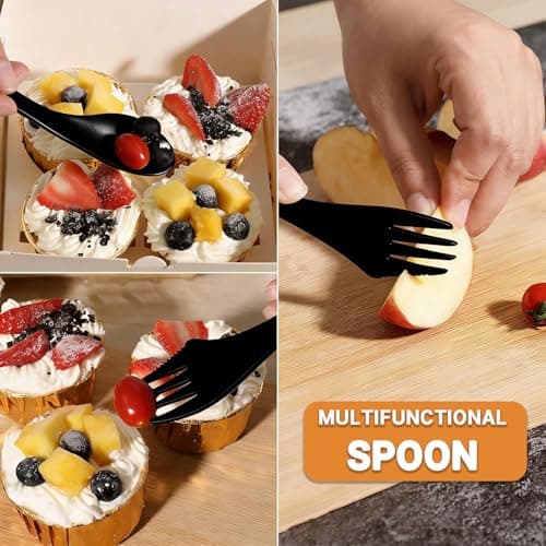3 Pack Spork,3-in-1 Camping Accessories Knife Fork Spoon Set Dishwasher Available Reusable for Outdoor,Camping,Backpacking Hiking,Travel(Black) — view 5