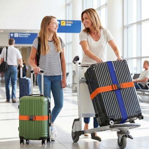 WISYOK Luggage Straps Extended, 4 Pack, 130-250cm Adjustable, Blue Orange — view 6