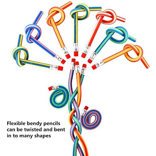 Soft Flexible Bendy Pencils, Xndryan 62 Pcs Twist Bendy Pencils and Rubber Erasers Party Bag Fillers for Kids, Ideal for Party Favours School Prizes Class Gifts for 30 Children — view 4