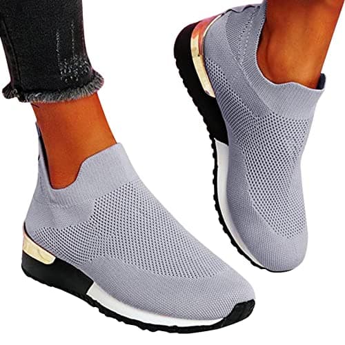 Hotter Shoes for Women Wide fit Trainers for Women Wide Fit Wedge Trainers Lace Up Walking Sneakers Breathable Mesh Orthopedic Low Top Gym Shoes Athletic Shoes Soft Sole Non-Slip Running Shoes — view 2