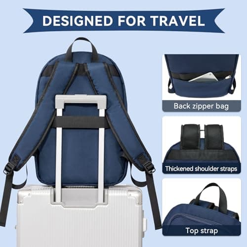 OMOUBOI Laptop Backpack for Men Women Fits 14-15.6 Inch Laptop Lightweight Bookbag School Rucksack Work Bags Anti Theft Casual Daypack for Tennis Hiking Weekender Travel Business College,Dark Blue — view 5