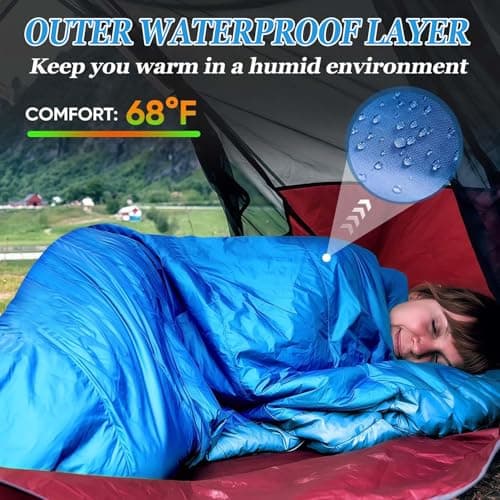 Sleeping Bag for Camping,Sleeping Bags for Adults Backpacking Waterproof,3 Seasons Adult Blanket,Small Packed Ultralight Carry Bag, Soft,Thick and Warm,for Outdoor Camping,Travel,Hiking (Navy Blue) — view 6