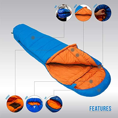 Cadair 250 Sleeping Bag for Adults (Amazon Exclusive), 3 Season Mummy Design Holds Insulation, Breathable, Cosy Lining Fabric, Smaller Pack Size for Camping Trips, Backpacking, Hiking, Atlantic Blue — view 5